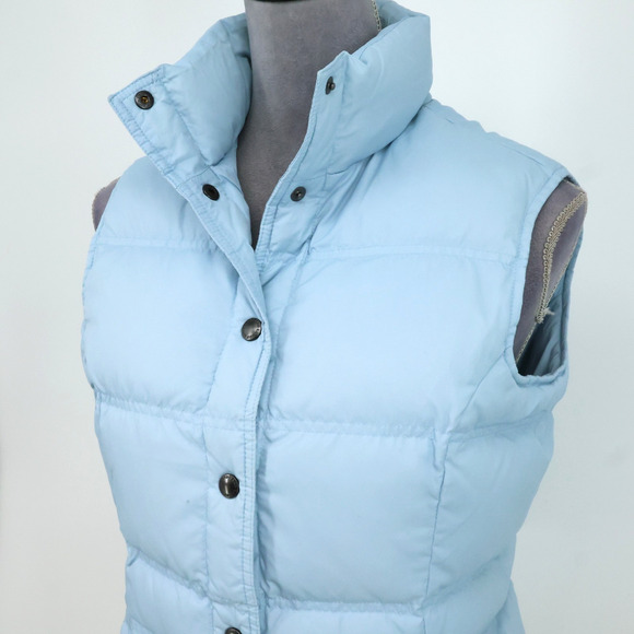 Lands End Puffer Vest Womens XS Light Blue Down Insulated Snap Front Pockets - Picture 10 of 16